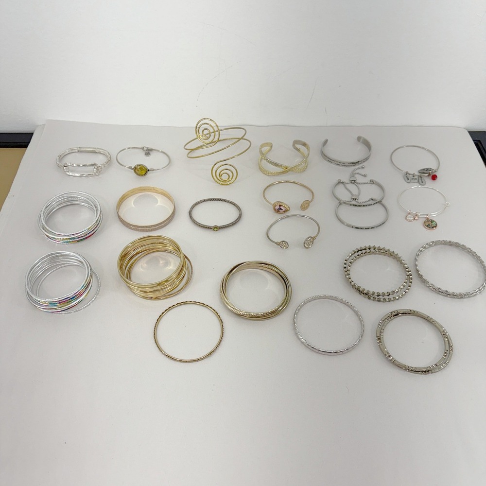 Mixed Bracelet Lot of 49 Assorted Bangles Cuffs Inspirational Charms Jewelry